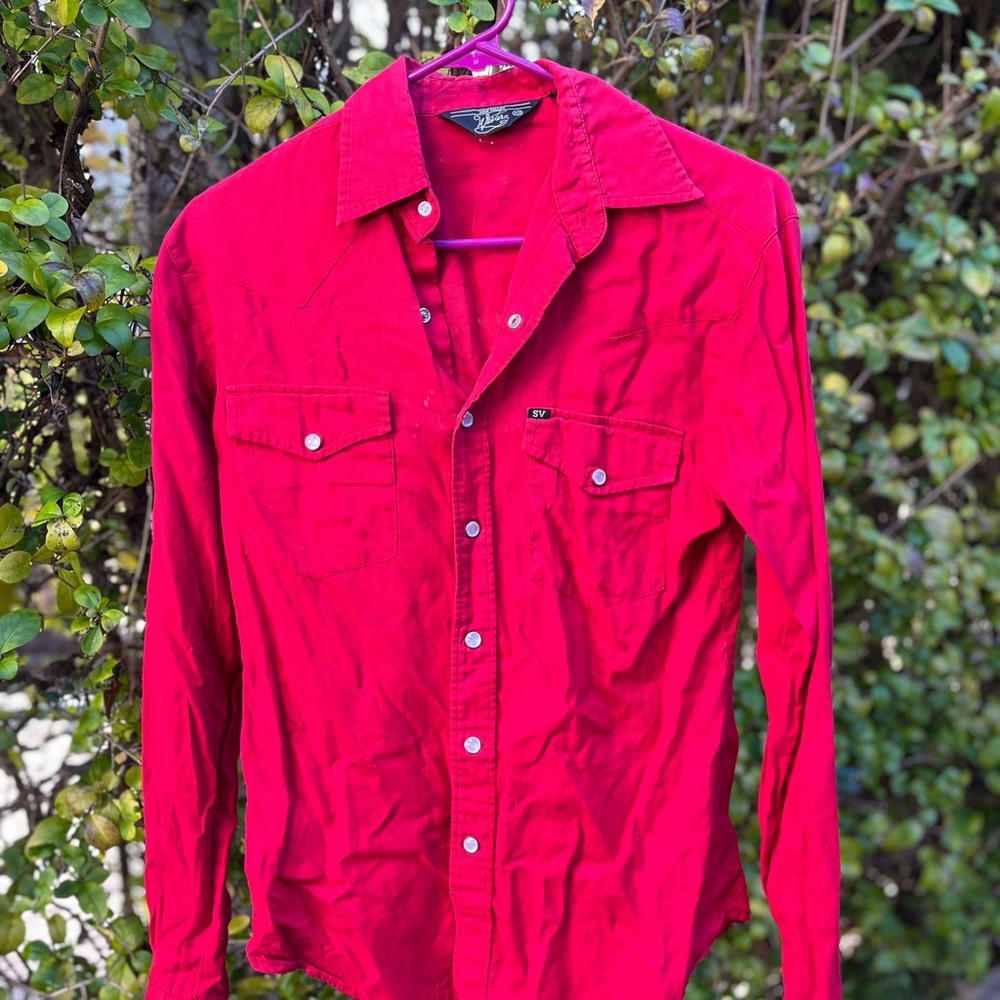 Wrangler red snap button long sleeve casual shirt
